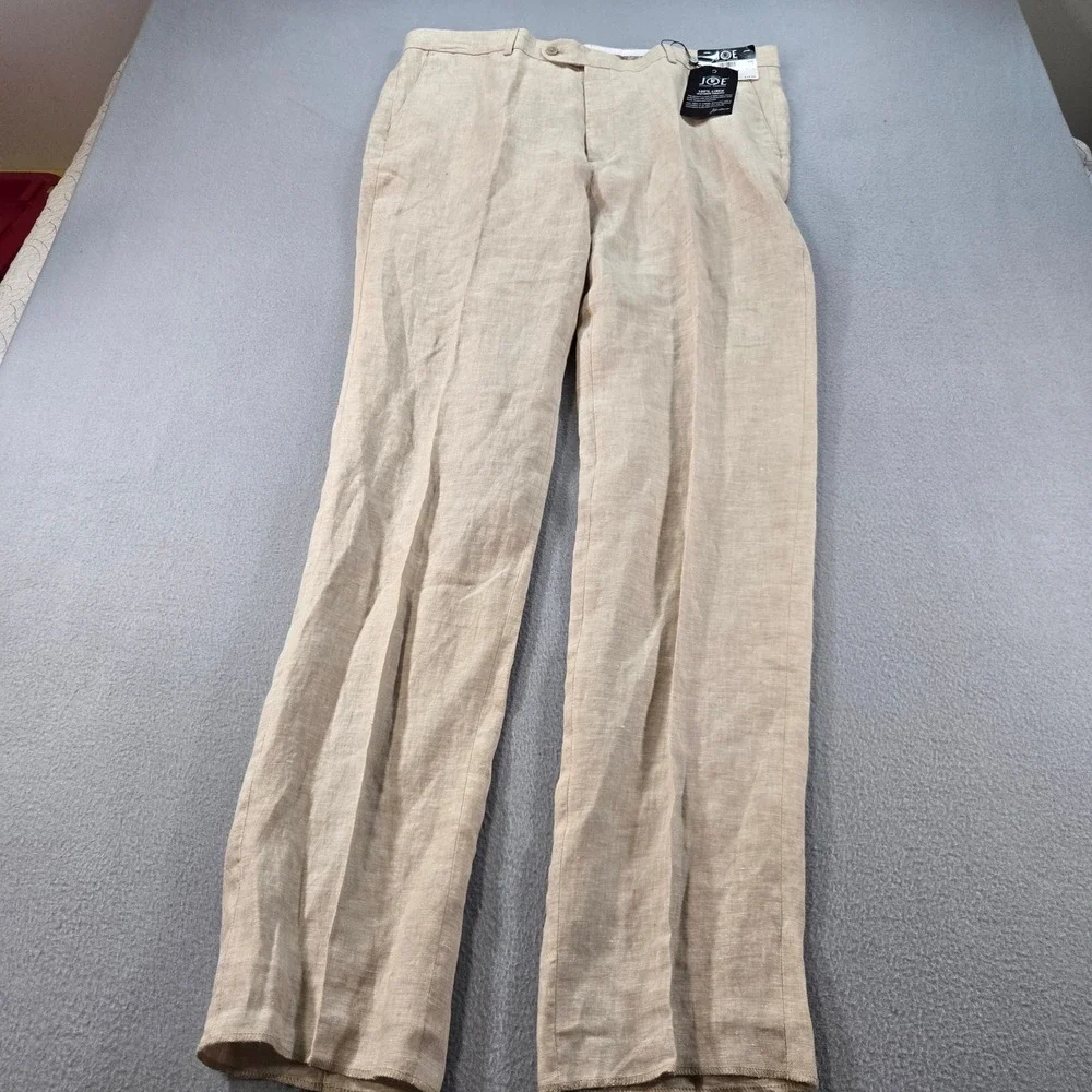 Joseph Abboud JOE Dress Pants Mens 40U Beige 100% Linen Slim Fit Separates NWT